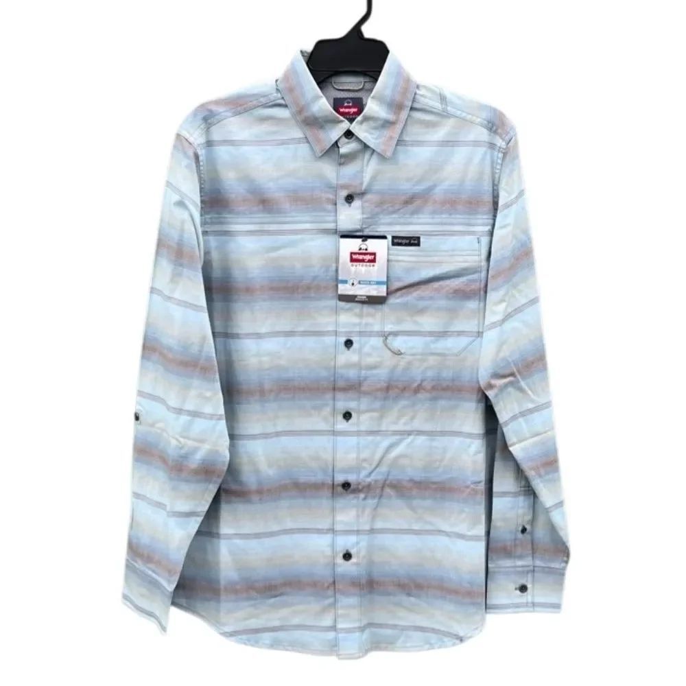Wrangler Long Sleeve Outdoor Single Pocket Button Down Shirt Size S